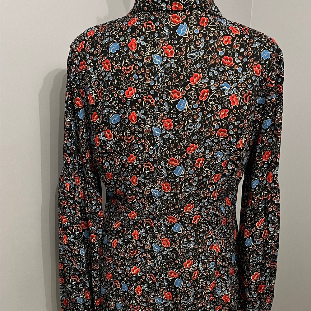 Free People Floral Ruffle Neck Poet Top- Small - Picture 2 of 4